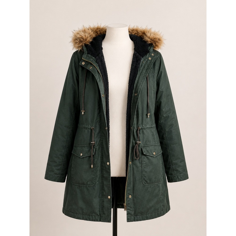 Torrid 3-in-1 Hunter Green Faux Fur Hood Winter Parka Coat Plus Size 1 14/16